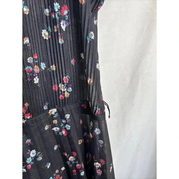 Vintage Queens Row Sheer Dress Fit Flare Punk Secretary Pleated Black Size M/L - Picture 5 of 11